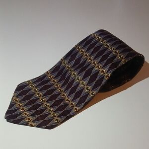 Bill Blass Geometric Purple and Gold Tie